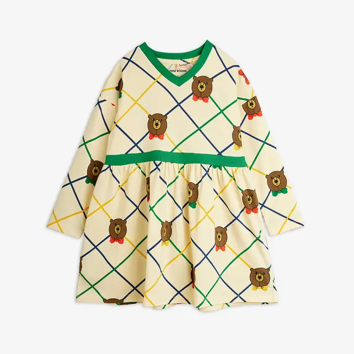 Bear check long sleeve dress