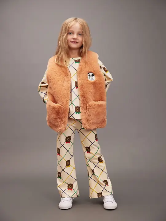 Bear check flared trousers 3